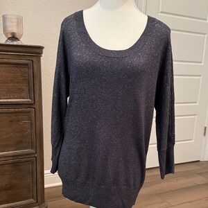 LOFT Metallic Gray Knit Top